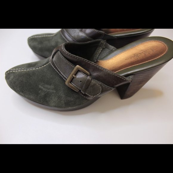Cole Haan | Green Suede Pointed Toe Clogs - Picture 10 of 12